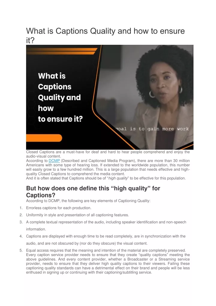 what is captions quality and how to ensure it