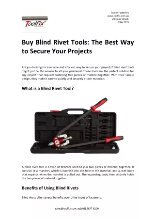 Buy Blind Rivet Tools The Best Way to Secure Your Projects
