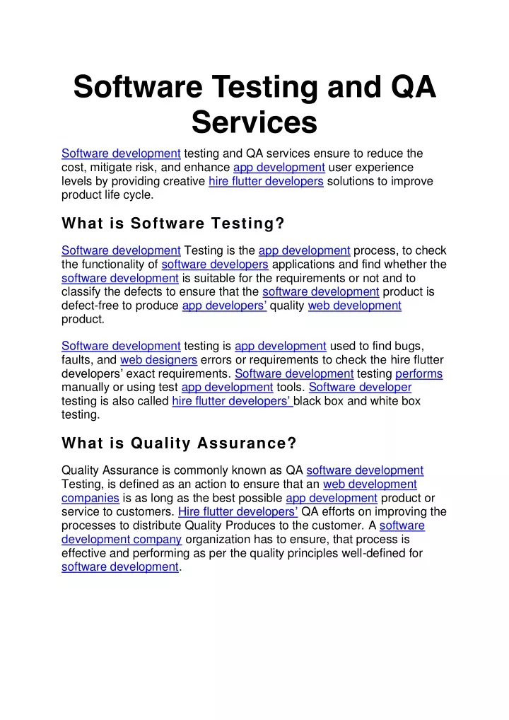 software testing and qa services