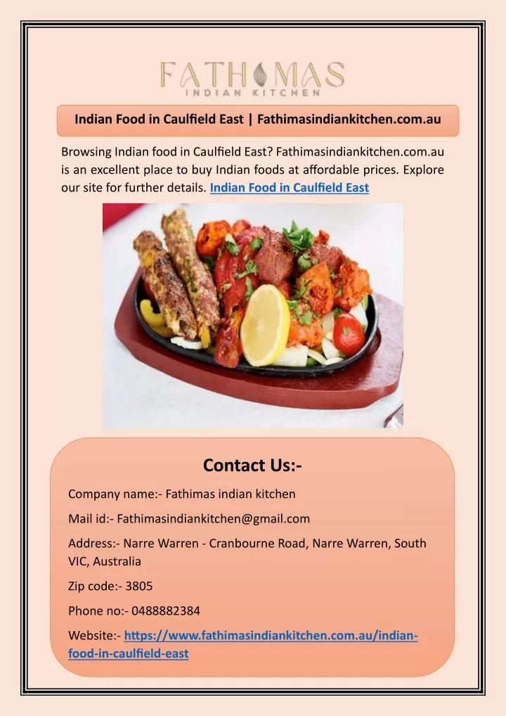 indian food in caulfield east