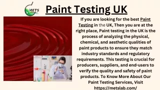 Paint Testing Labs   METS Lab UK