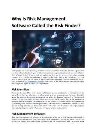 Why Is Risk Management Software Called the Risk Finder.docx
