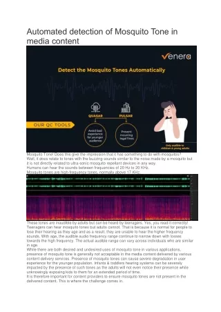 Automated detection of Mosquito Tone in media content