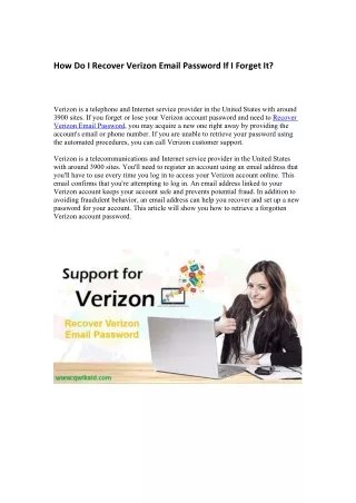 Recover Verizon Email Password