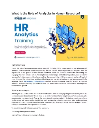 What is the Role of Analytics in Human Resource?