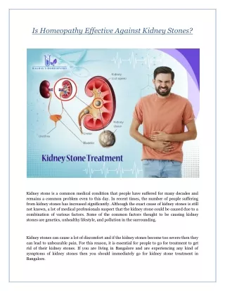 Is Homeopathy Effective Against Kidney Stones?