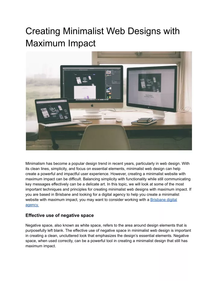 creating minimalist web designs with maximum