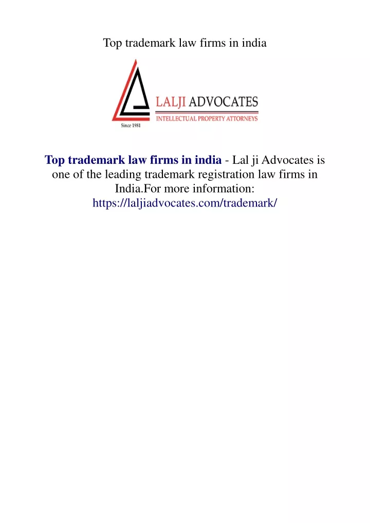 top trademark law firms in india