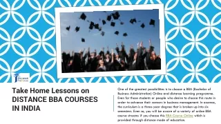 Take Home Lessons on DISTANCE BBA COURSES IN INDIA