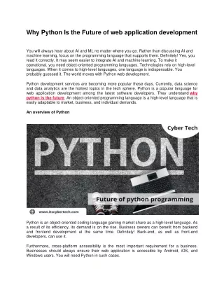 Why Python Is the Future of web application development