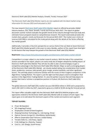 Electronic Shelf Label (ESL) Market