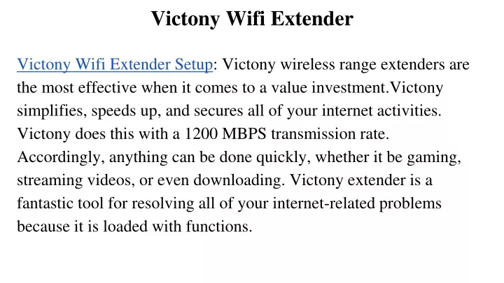 victony wifi extender