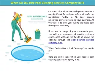 When Do You Hire Pool Cleaning Services Company in FL