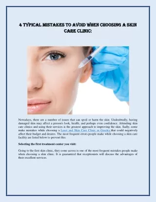 4 Typical mistakes to avoid when choosing a skin care clinic