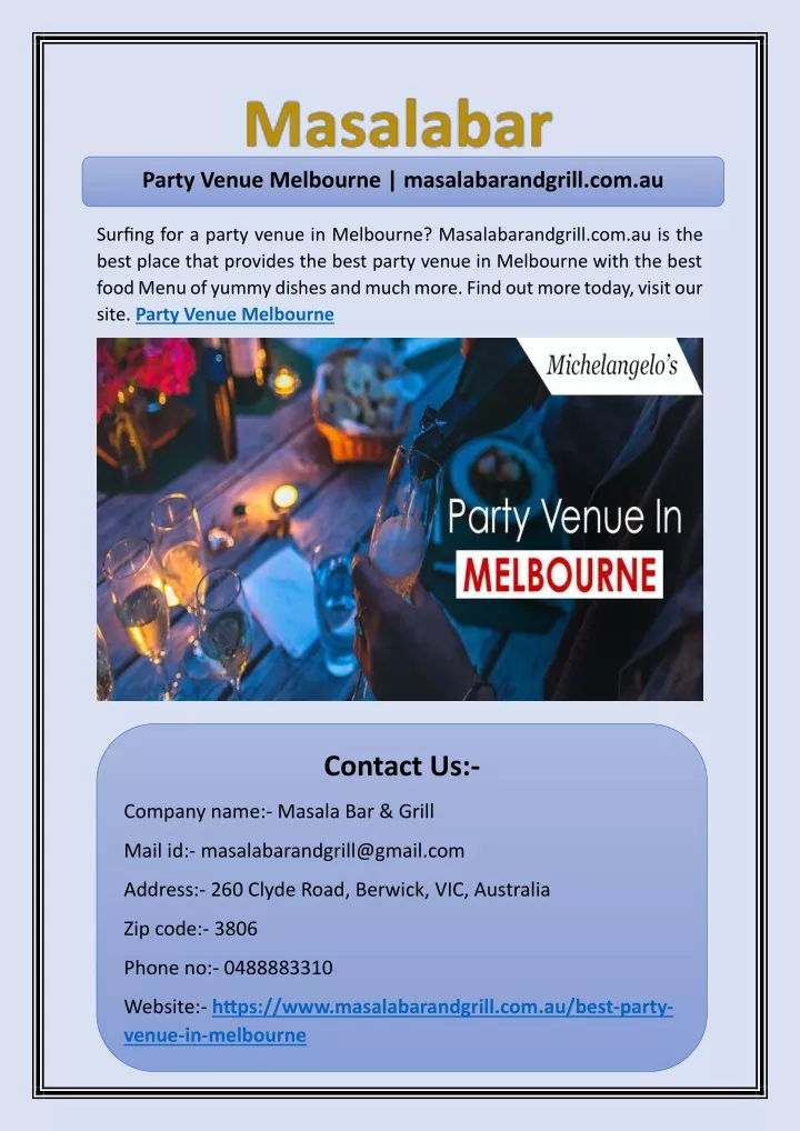 party venue melbourne masalabarandgrill com au