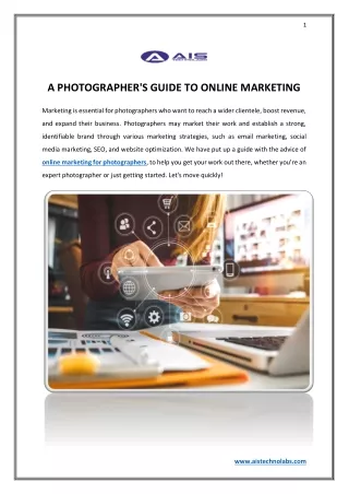 A PHOTOGRAPHER'S GUIDE TO ONLINE MARKETING