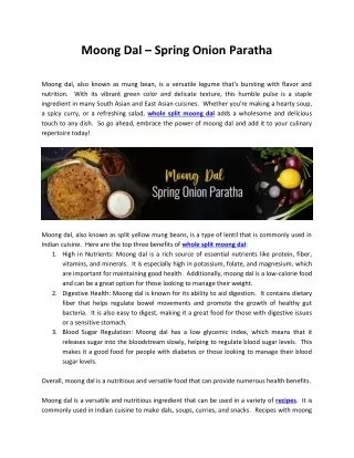 Moong Dal - Spring Onion Paratha