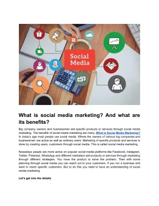 What is social media marketing And what are its benefits
