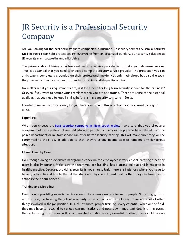 jr security is a professional security company