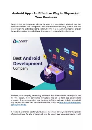 Android App - An Effective Way to Skyrocket Your Business