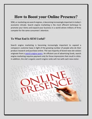 How to Boost your Online Presence?