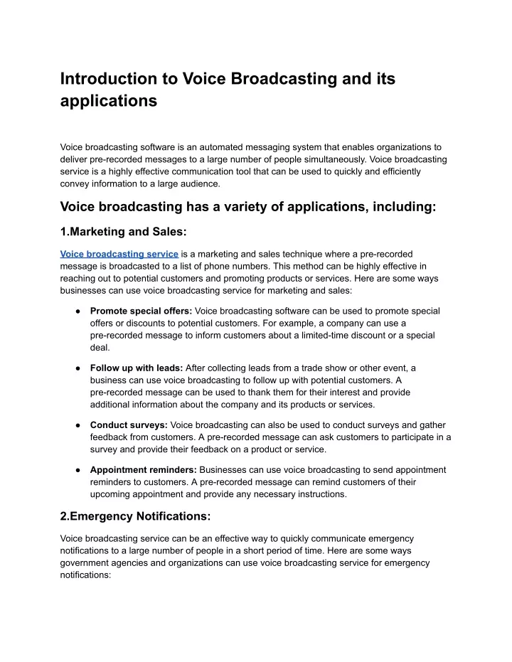 introduction to voice broadcasting