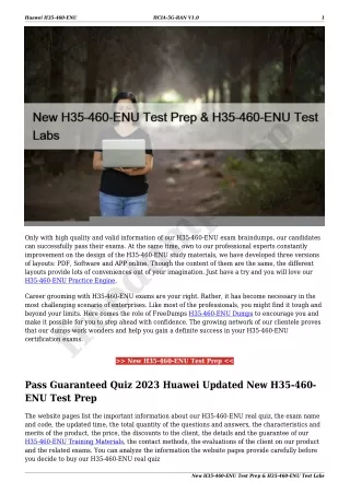 New H35-460-ENU Test Prep & H35-460-ENU Test Labs