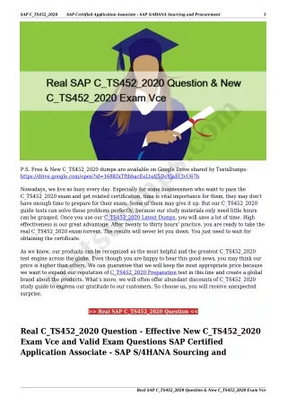 Real SAP C_TS452_2020 Question & New C_TS452_2020 Exam Vce