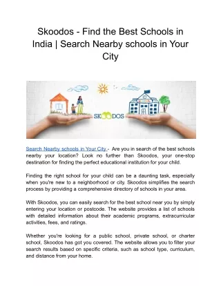 Skoodos - Find the Best Schools in India _ Search Nearby schools in Your City