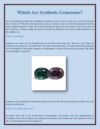Which Are Synthetic Gemstones?