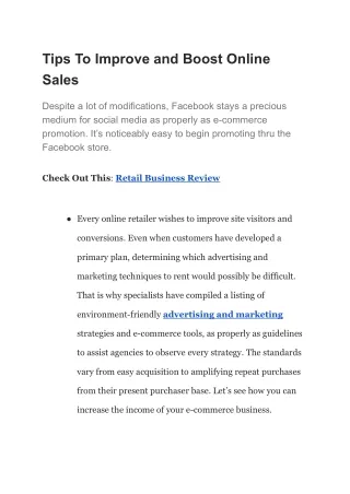 Tips To Improve and Boost Online Sales