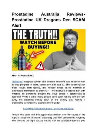 Prostadine Australia Reviews- Prostadine UK Dragons Den SCAM Alert