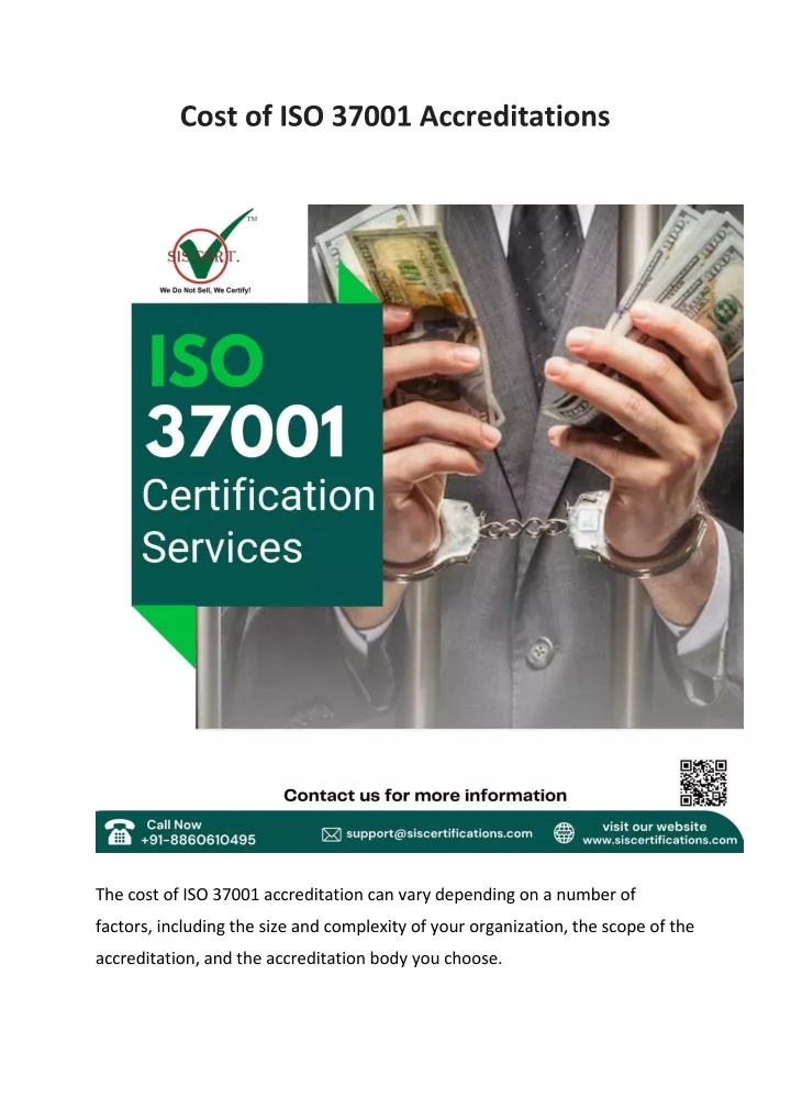 cost of iso 37001 accreditations