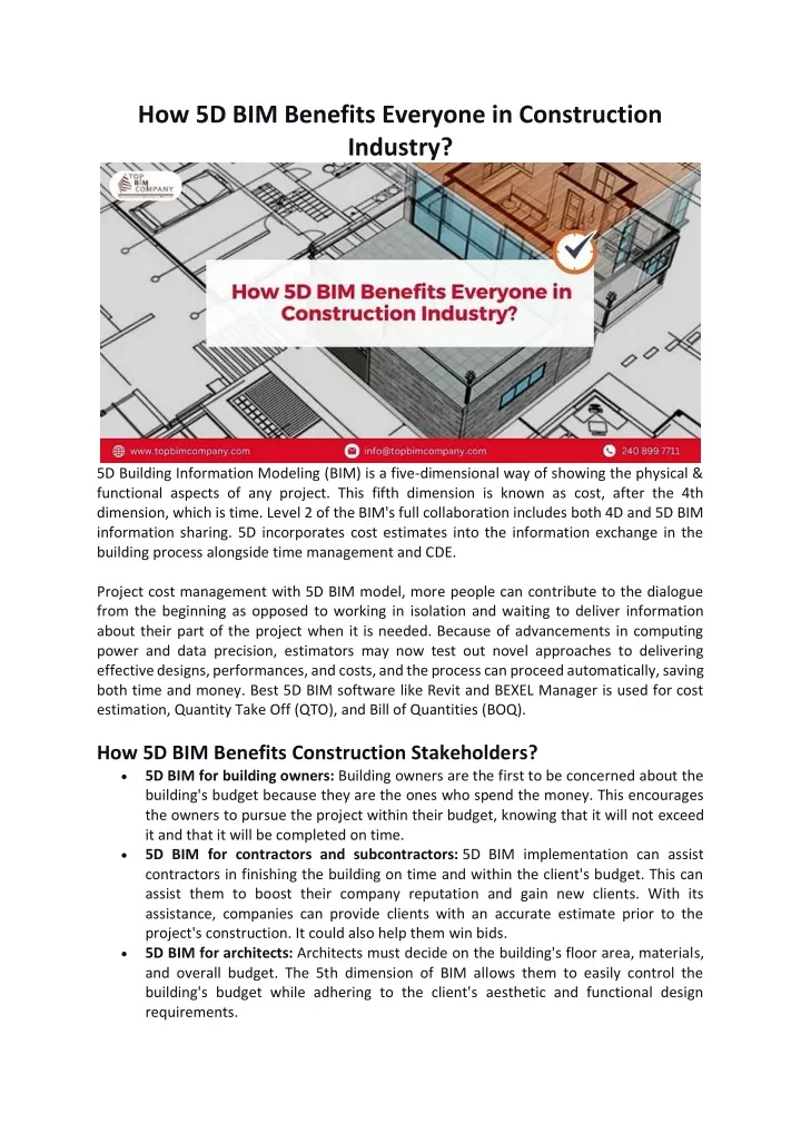 how 5d bim benefits everyone in construction