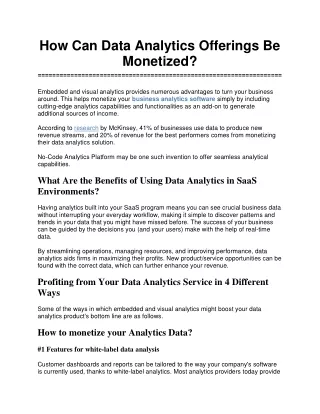 how can data analytics offerings be monetized
