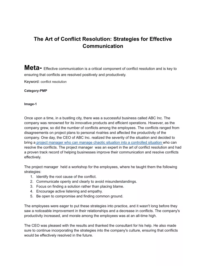 the art of conflict resolution strategies