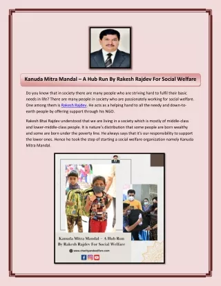 Kanuda Mitra Mandal – A Hub Run By Rakesh Rajdev For Social Welfare