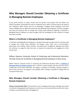 why managers should consider obtaining