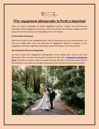 Why engagement photography in Perth is important