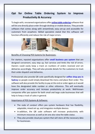 Opt for Online Table Ordering System to Improve Productivity & Accuracy