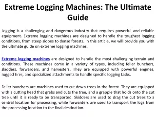 Extreme Logging Machines The Ultimate Guide