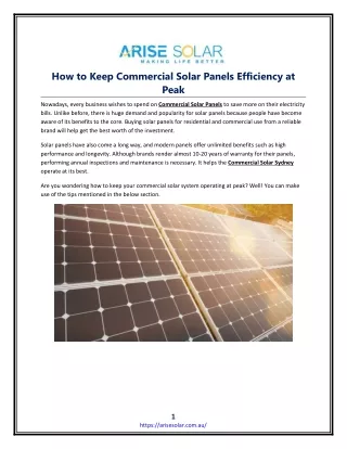 How to Keep Commercial Solar Panels Efficiency at Peak
