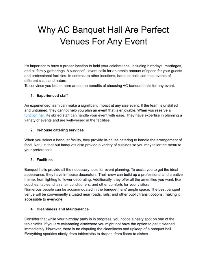 why ac banquet hall are perfect venues