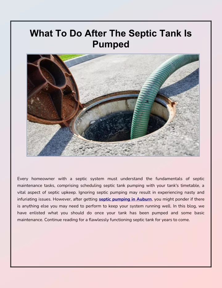 what to do after the septic tank is pumped