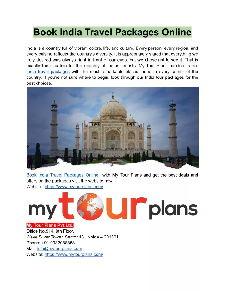 book india travel packages online