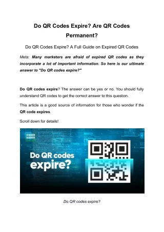 Do QR Codes Expire