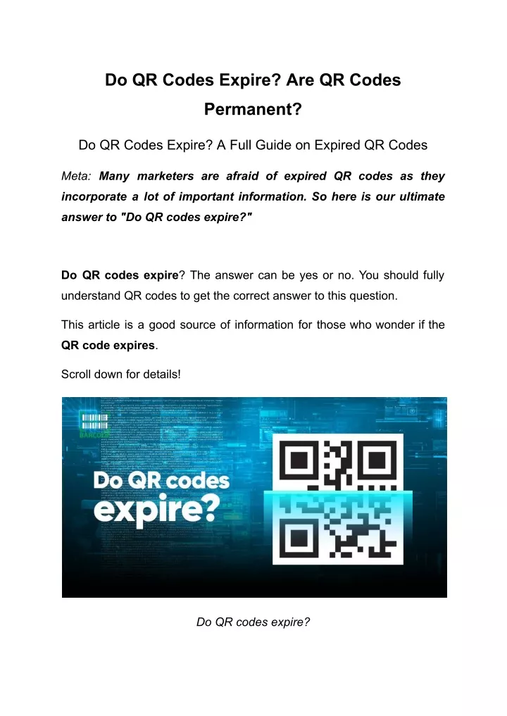 do qr codes expire are qr codes