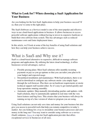 What to Look for? When choosing a SaaS Application for Your Business