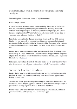 Maximizing ROI With Looker Studio's Digital Marketing Analytics