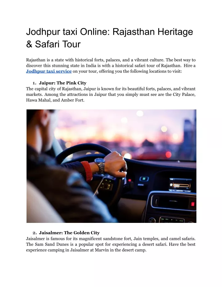 jodhpur taxi online rajasthan heritage safari tour